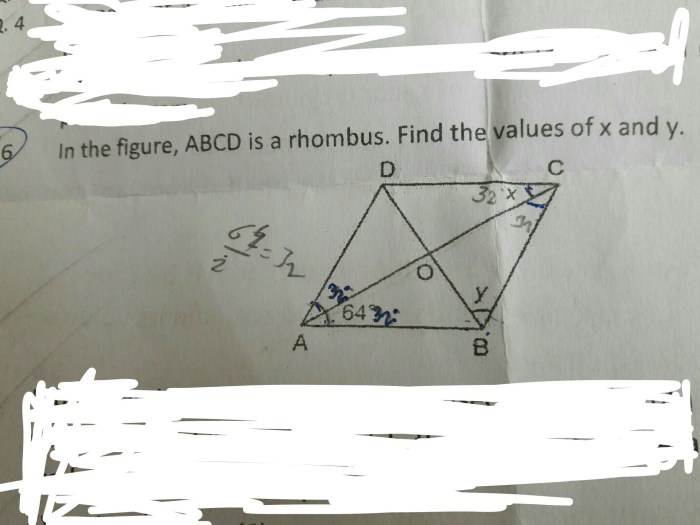 What is the value of x in the rhombus below