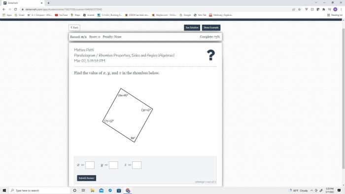 Rhombus value below choices answer plus